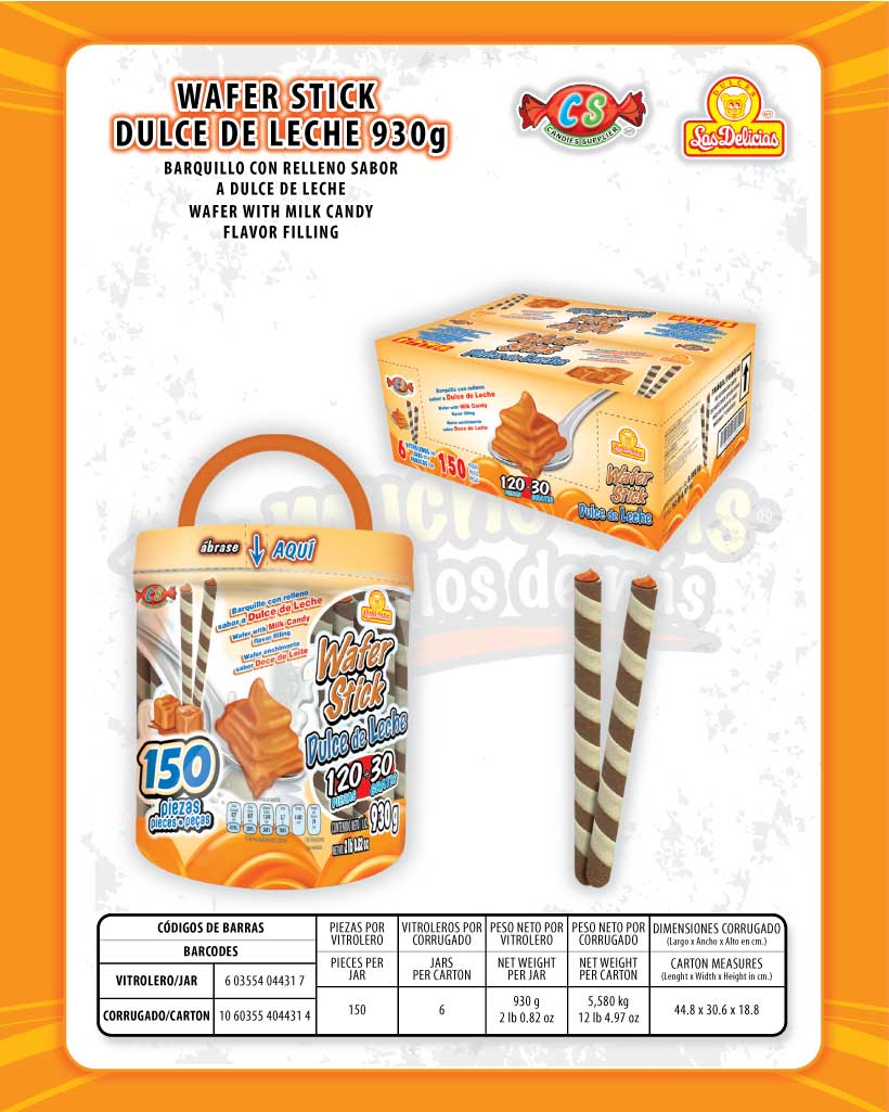 WST038-2.jpg WAFER STICK DULCE DE LECHE 930g - Imagen 1